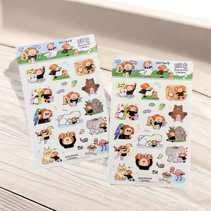 Pegatinas Washi de Animales Kawaii: Amigos de Ensueño, Diario (V27) para venta al por mayor de RiN! Studio US