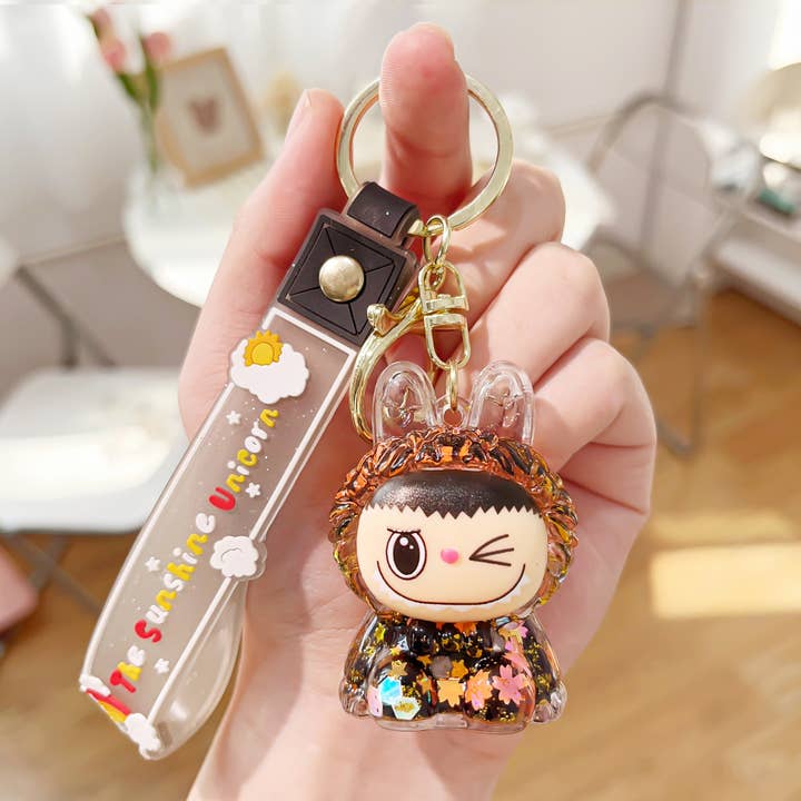 MKS America - Wholesale Keychain - Women's - Cute 3D Rabbit Keychain with Glitter and Wristlet Bag Charm1