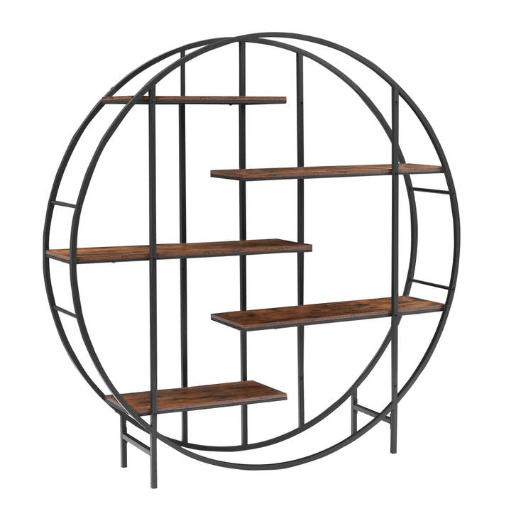 39F Inc. – Großhandel Blumentopfständer – 5-stufiger runder Pflanzenständer, rustikal braun, 67" hoch12