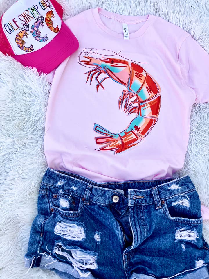 on the Bayou - Wholesale Screen Printed T-Shirt - Women's - shrimp coastal gulf t-shirt9