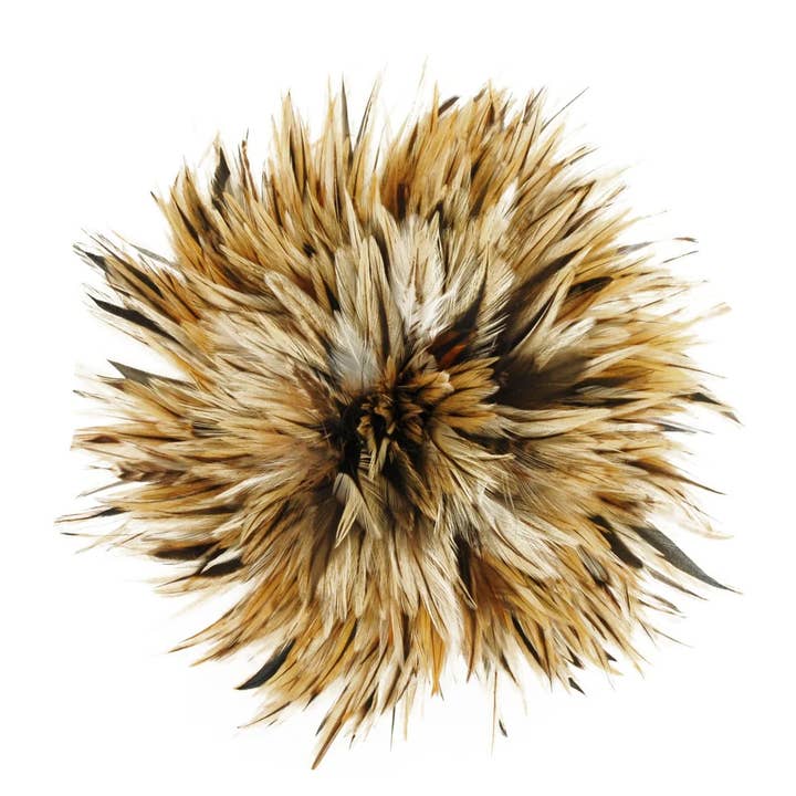 Zucker Feather Products – wholesale Hantverkstillbehör – Badger Rooster Sadelfjädrar Strängda - 2 ”Remsa av 4-6"