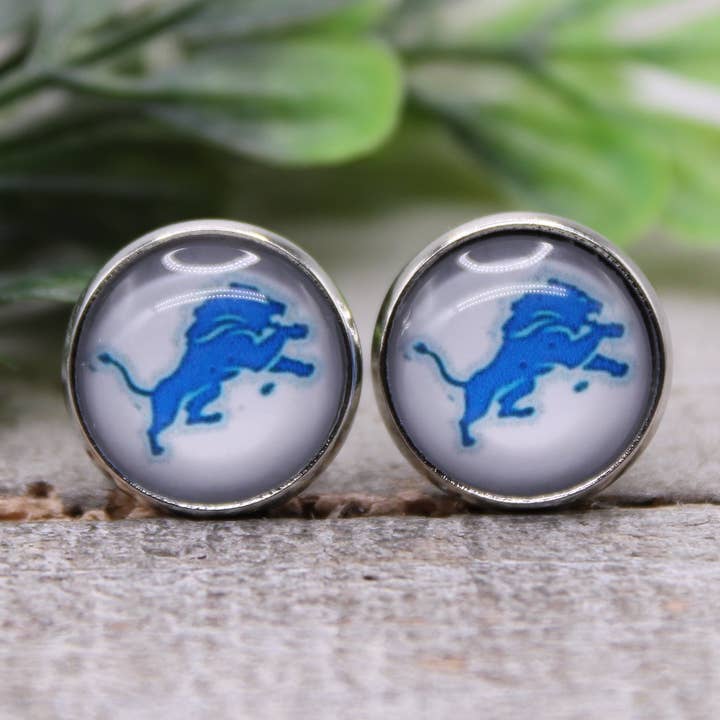 Lions Football || 12mm Glass Stud Earrings || Hypoallergenic for wholesale by Hylidae Boutique