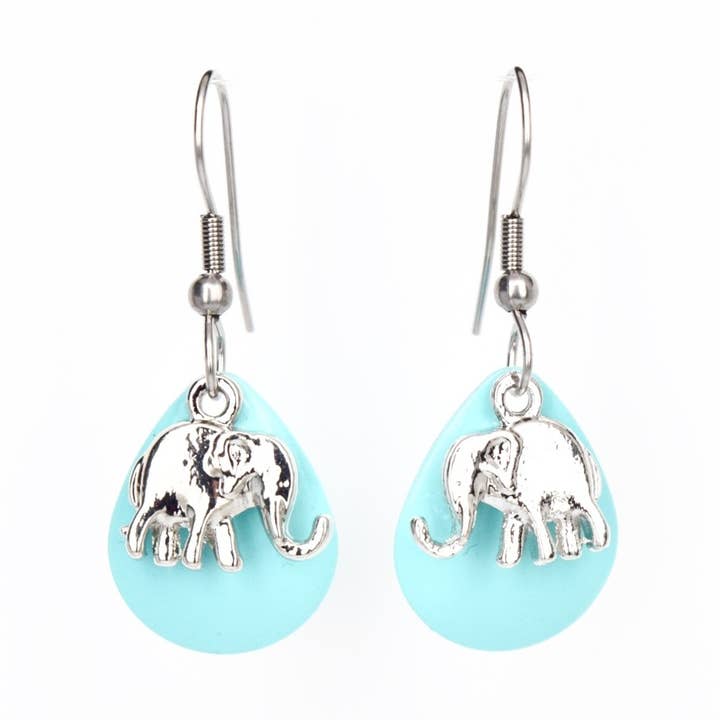 Boucles d'oreilles éléphant turquoise pour la vente par Eye Catching Jewelry