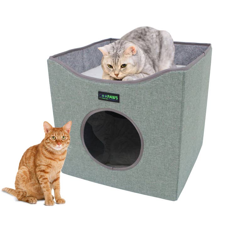 GOOPAWS Foldable Cat Condo, Cat Cube House & Sleeper Bed Cave, Green for wholesale by Jespet