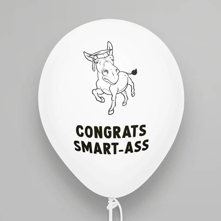 Parabéns Smart Ass | Balões de formatura | Turma de 2022 | Mestrado | PhD | Presente de formatura | Parabéns | Presente de mordaça | Balão engraçado por atacado de Very Pun Stuff