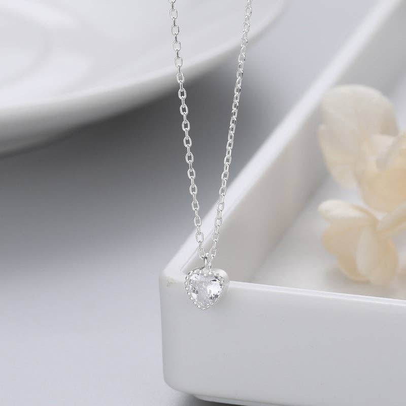 Perimade & Co. LLC - Wholesale Pendant/Charm Necklace - Dainty Blue Pink Heart Charm Necklace in 925 Sterling Silver3