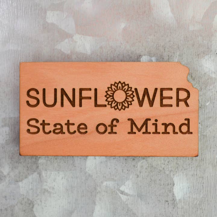Zonnebloemstaat Kansas State Houtmagneet - Geweldig Cadeau voor wholesale door The Brassy Explorer