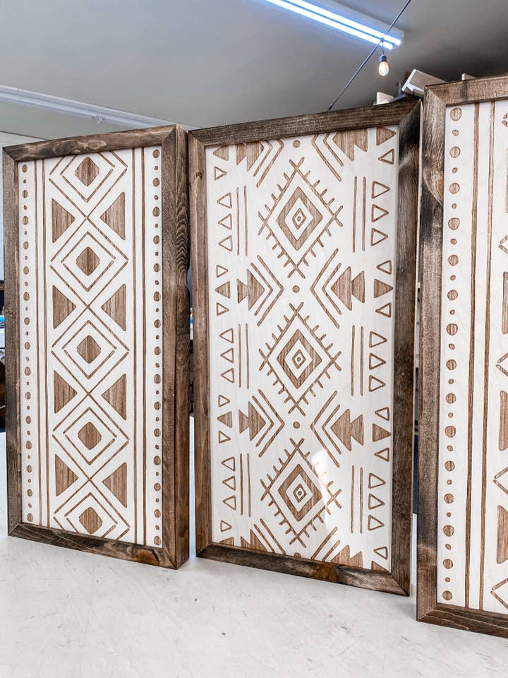 3 Piece Bold Aztec & Aztec Artwork for wholesale by Birch and Home Handmade