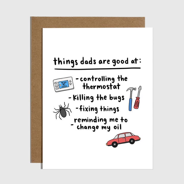 Things Dads Are Good At Card for wholesale by Brittany Paige