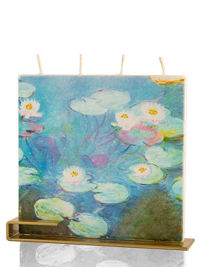 Flat Hand-Crafted Square Candle - Claude Monet Water Lilies for wholesale by Flatyz EU