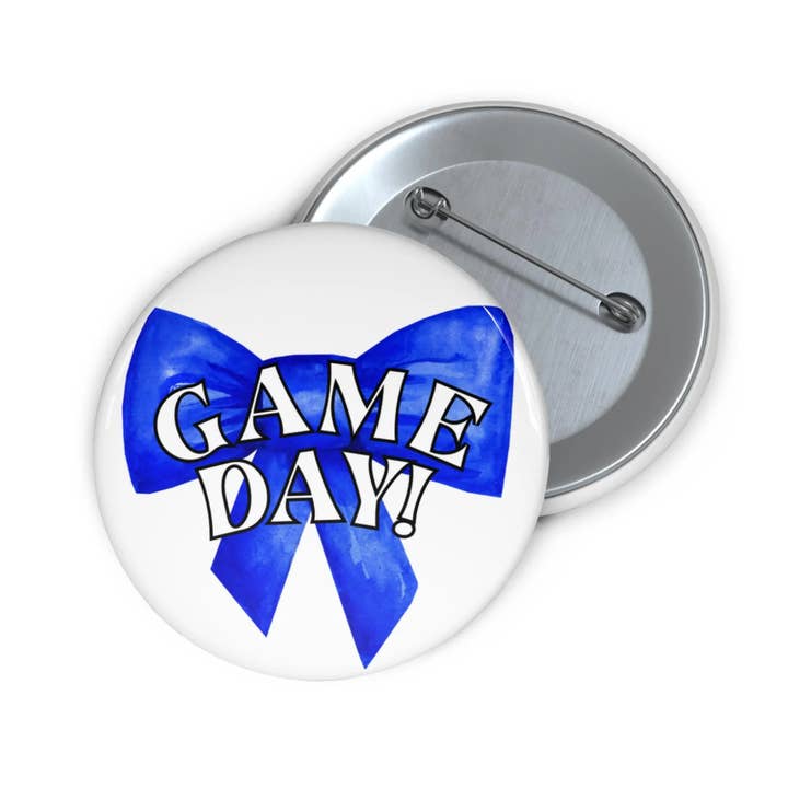 Game Day Bow Pin Button Red/White for wholesale by KHins Designs