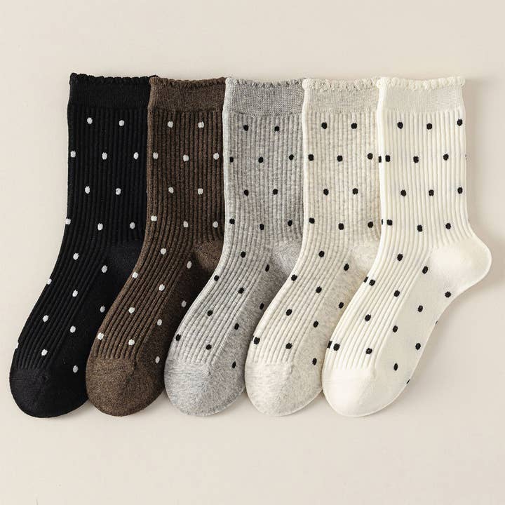 ACCITY - Wholesale Socks - Women's - Lace Polka Dot Comfort Breathable Socks_CWMS027957