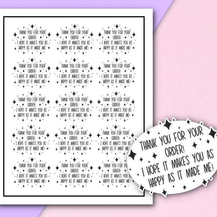 FuzziesArtDesigns - Vente Autocollant - Autocollants d'emballage Merci pour votre commande | Rose3