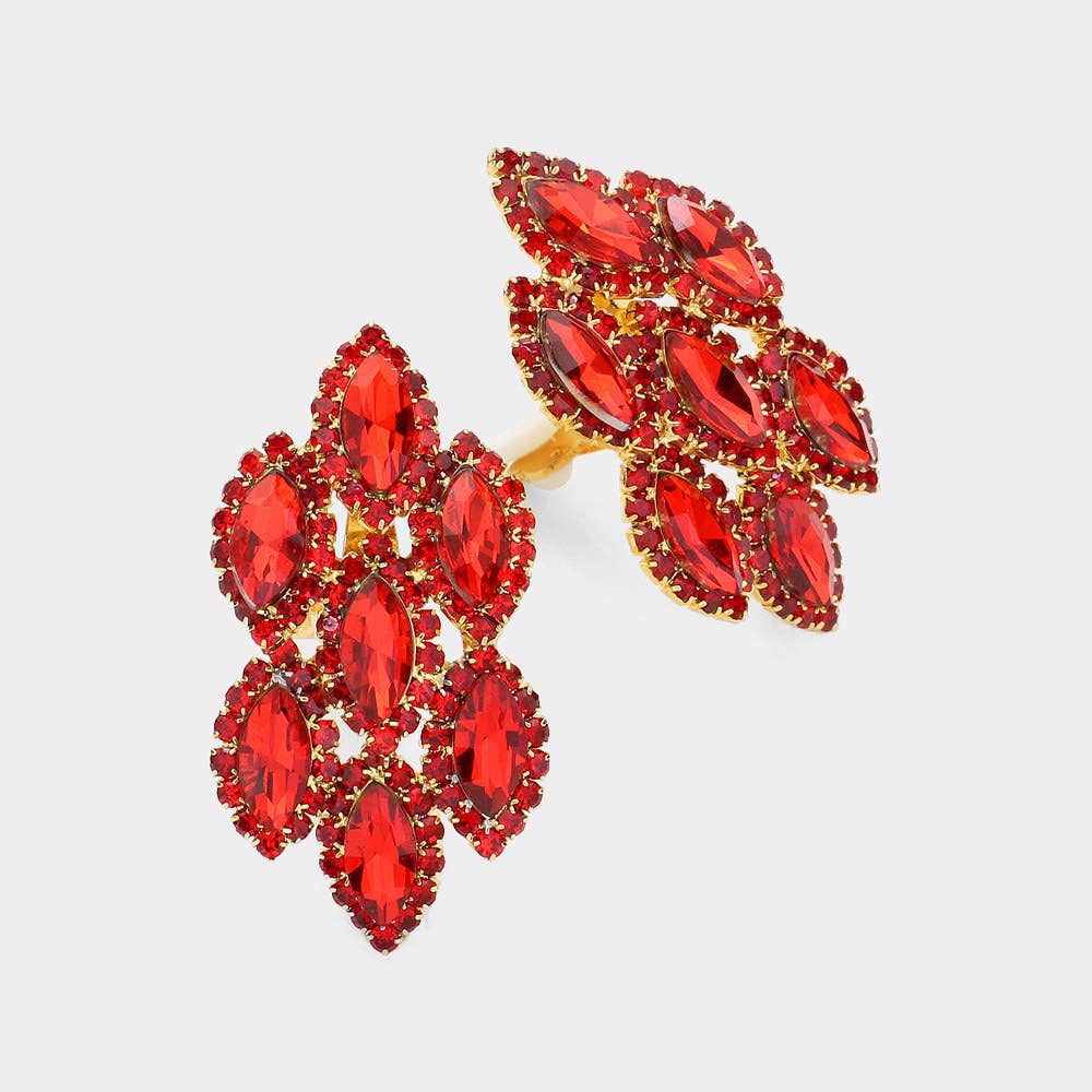 Sensibling Corp. - Wholesale Clip-On Earrings - Marquise Stone Embellished Clip On Earrings19