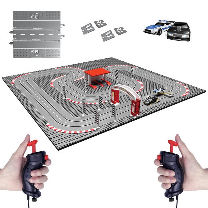 Jupiter Creations - Venta al por mayor Coches/camiones de juguete - Niños - Circuito Micro Slot Racing Movie Chase con rampas y contador de vueltas