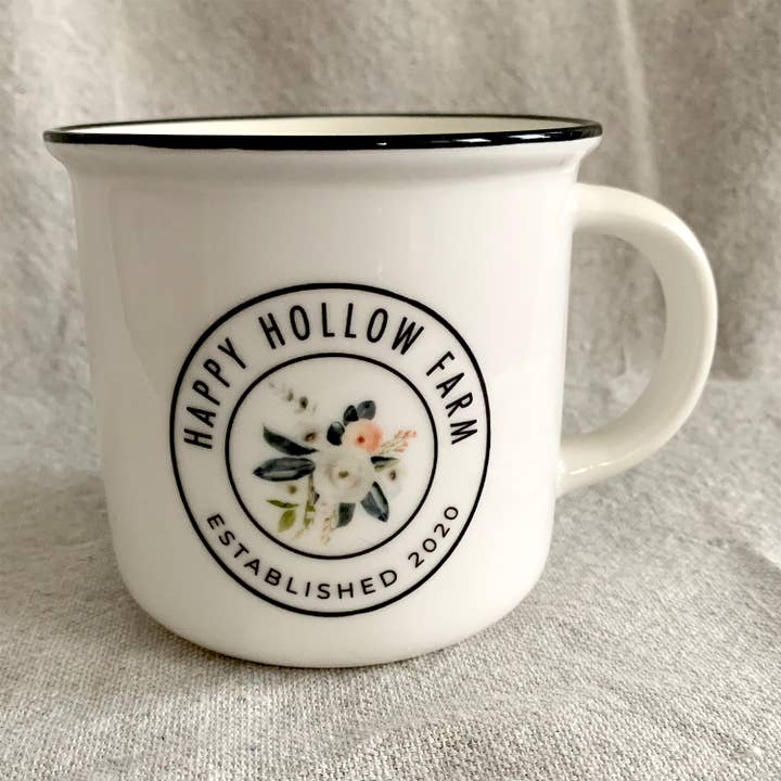 B.Berish - Wholesale Coffee Mug - Your Logo or Art Custom- Black Lip Ceramic Camper 13oz. Mug