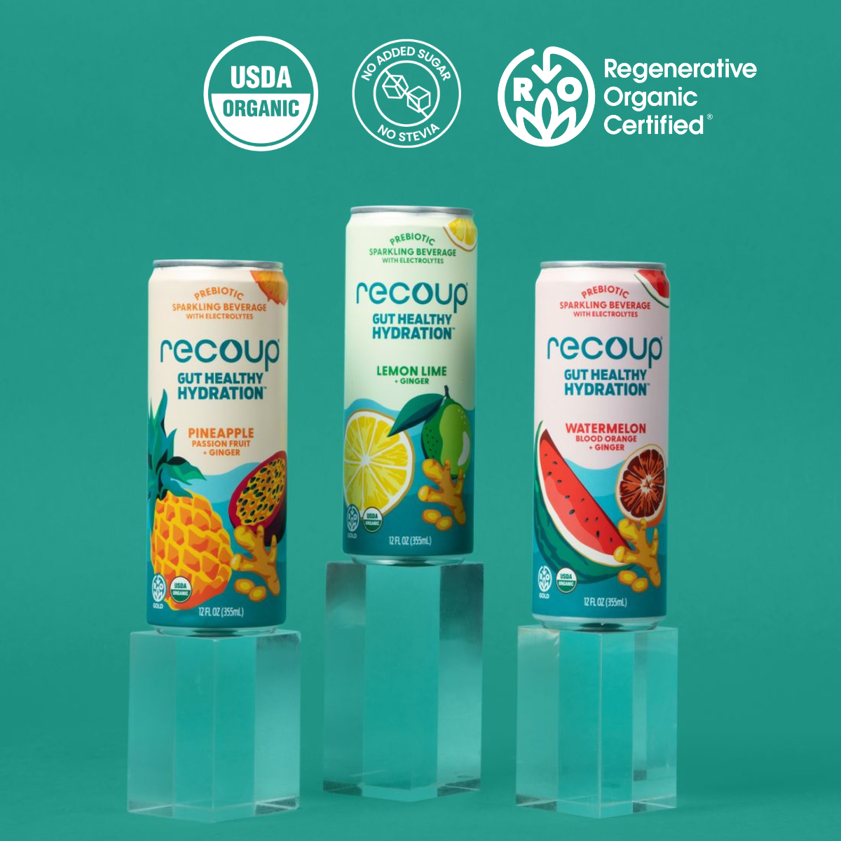 Recoup - Wholesale Sparkling Water - Pineapple Passionfruit + Ginger Prebiotic Sparkling Beverage6