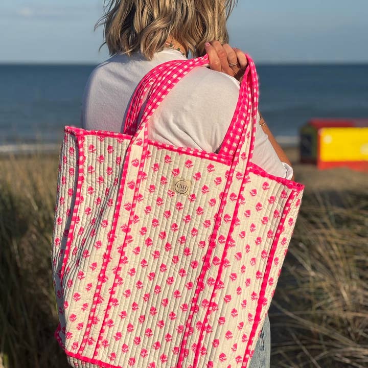 LNH EDIT - Wholesale Tote Bag - Women's - Neema pink and white Tote