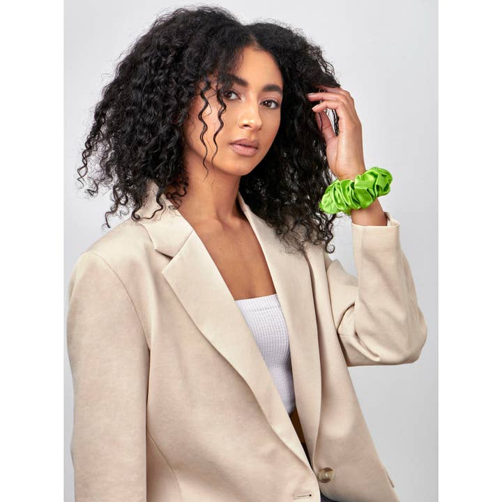 SYLKI - Wholesale Scrunchie - Women's - Tennis Green Pure Silk Scrunchie
