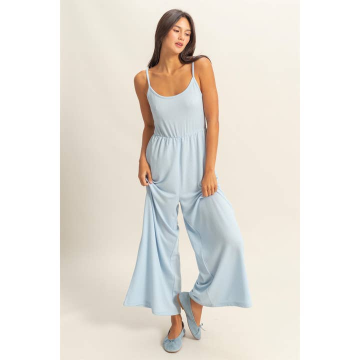 HYFVE - Wholesale Jumpsuit - Women's - DZ25A984-Scoop Neck Sleeveless Wide Leg Jumpsuit