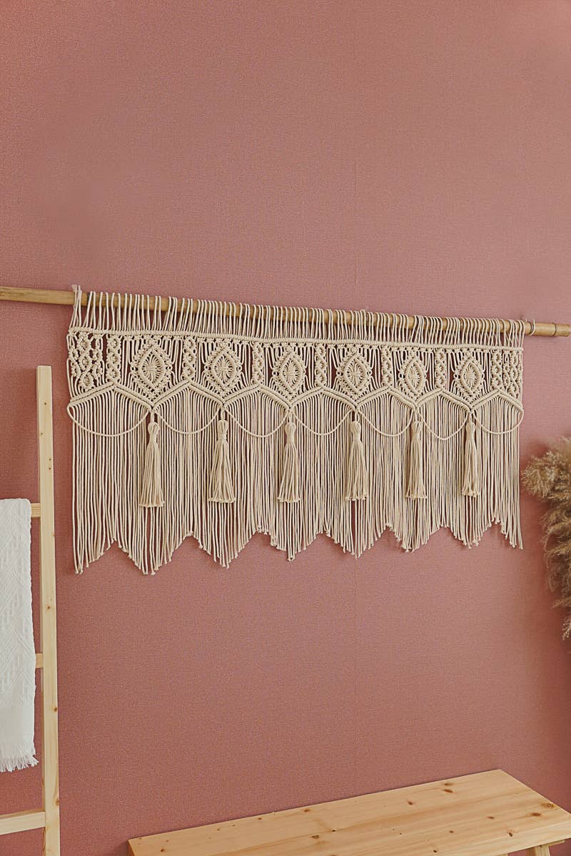 BeanDaikon – wholesale Kappa – Macrame tofs fönstervalansgardin C137