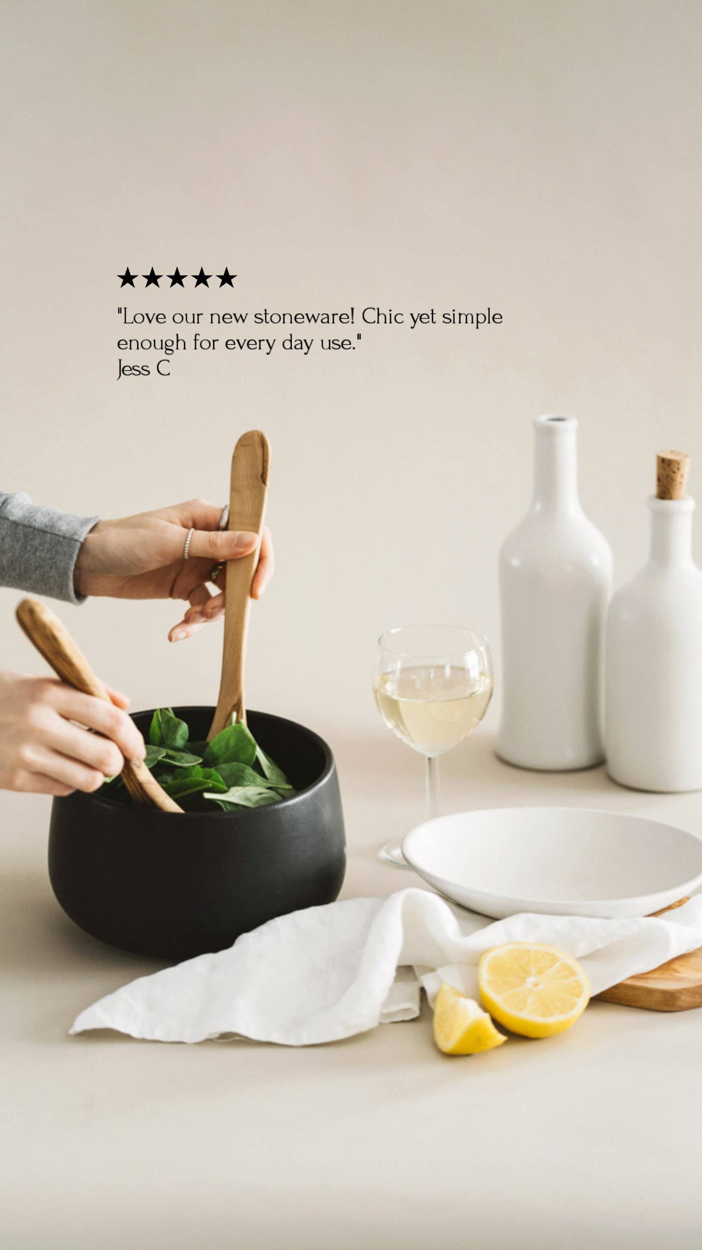 GHARYAN Stoneware & Olive Wood Tableware | Ships from USA - Wholesale Serve Bowl - Handmade Stoneware Serving Bowl | Ewa 68 oz1