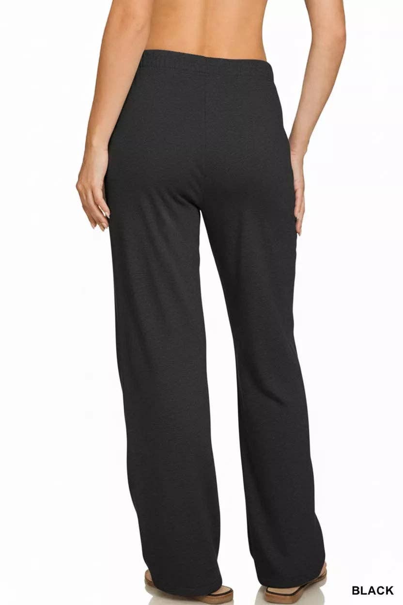 BLACK Zenana Fleece Sweatpant with Pockets for wholesale on Faire2