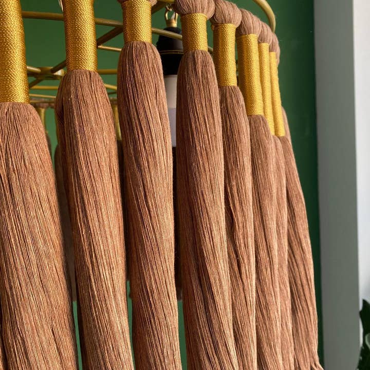 Joy's Arts - Wholesale Chandelier/Hanging Light - Boho Cotton Fringe Chandelier - Macrame Pendant Light, Nursery & Living Room Ceiling Lamp, Gold Accents4