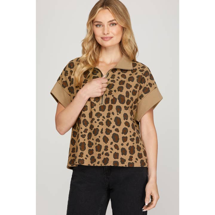 LEOPARD PRINT KNIT SWEATSHIRT TOP for wholesale by STYLE USA