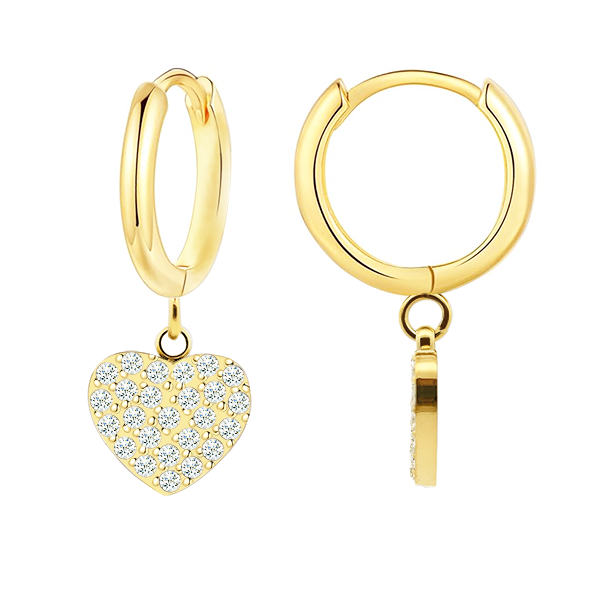 AMORINO SRL - Wholesale Dangle Earrings - HOOP EARRINGS WITH ZIRCONIA HEART - JN24704A8871
