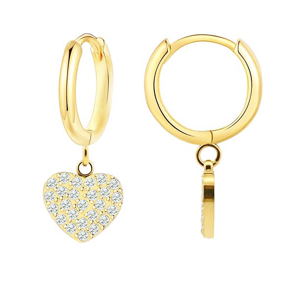 AMORINO SRL - Wholesale Dangle Earrings - HOOP EARRINGS WITH ZIRCONIA HEART - JN24704A8871