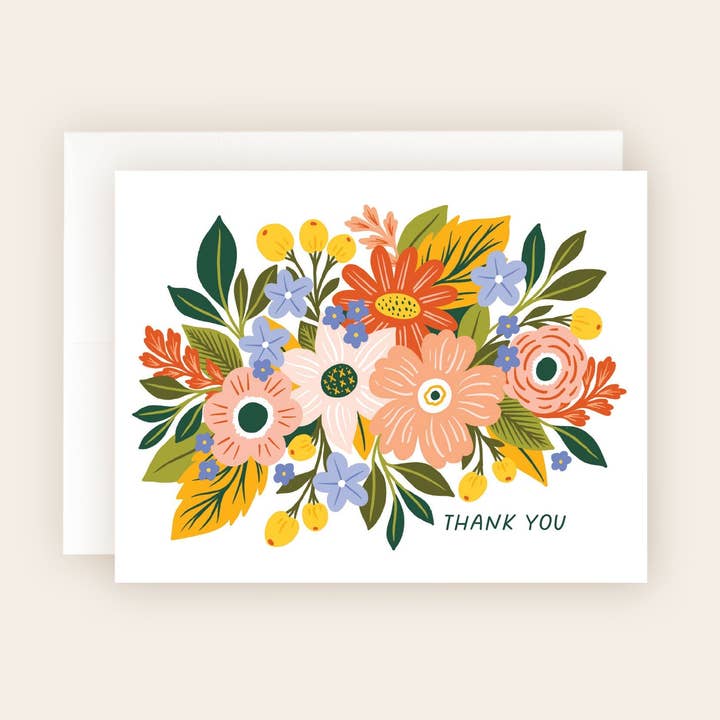 Thank You Card – Garden Bouquet Greeting for wholesale by Molly Marie Pea