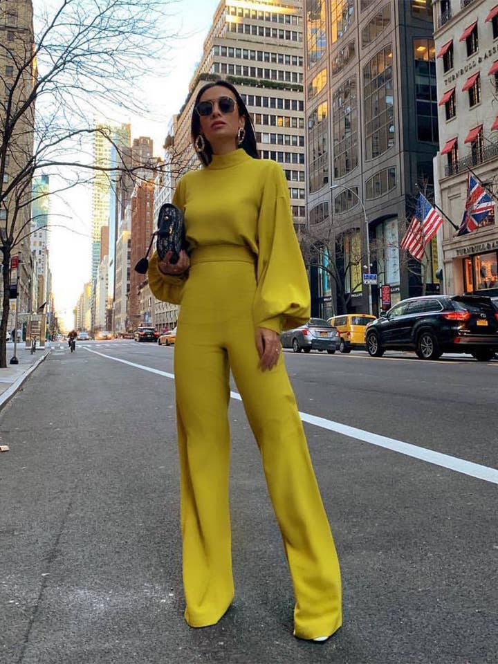 Solid Color Turtleneck Backless Long Sleeves Casual One piece Trousers for wholesale by VividLux