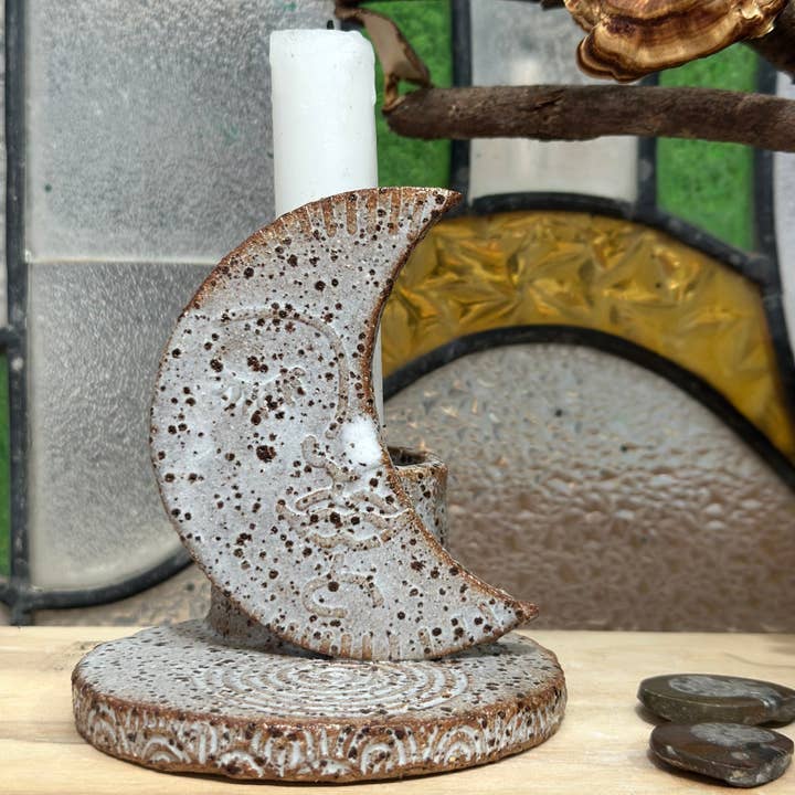 Carys Martin Ceramics - Wholesale Candle Holder - Crescent Moon Candle & Smudge Holder