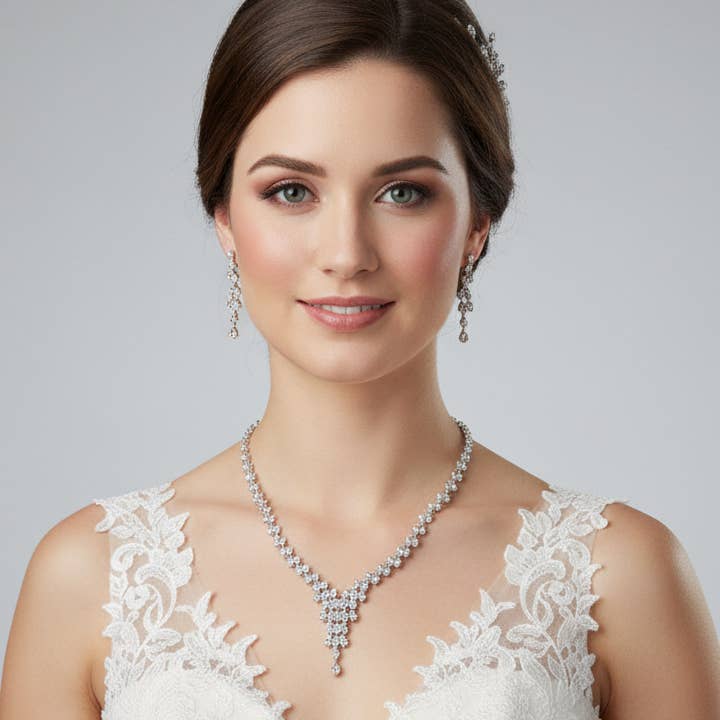 CZ Marquise Stenkluster Frans Accenthalsband för wholesale av Sensibling Corp.