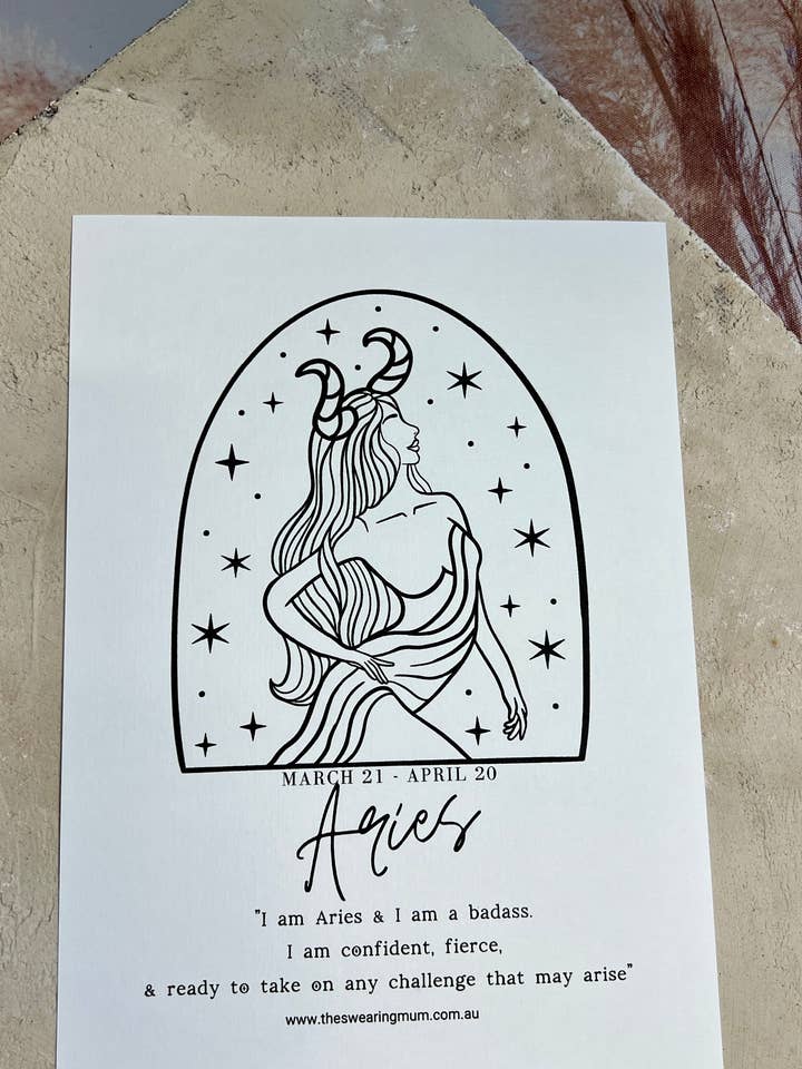 Aries Zodiac Print Only- A4 Size for wholesale by The Swearing Mum