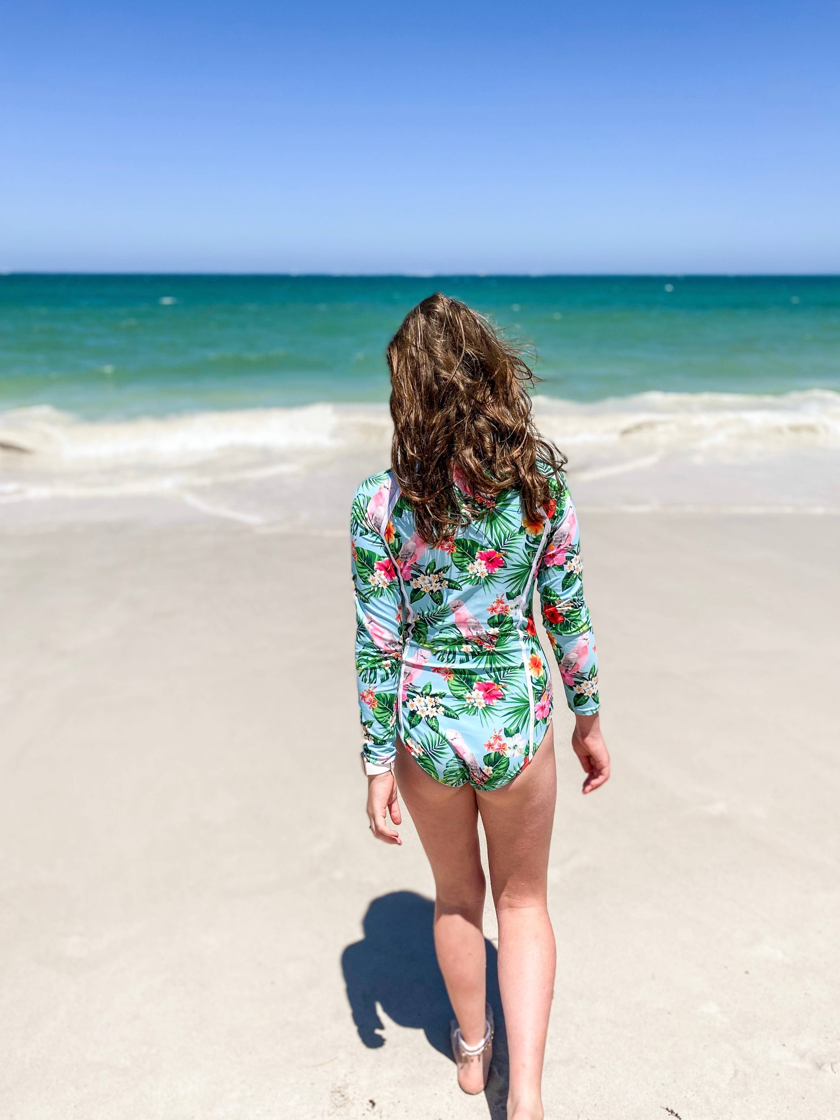 Tribe Tropical – Großhandel Badeanzug – Kinder – 'Gaga Galah' Badeanzug mit langen Ärmeln für Teenager-Mädchen/Tweens3