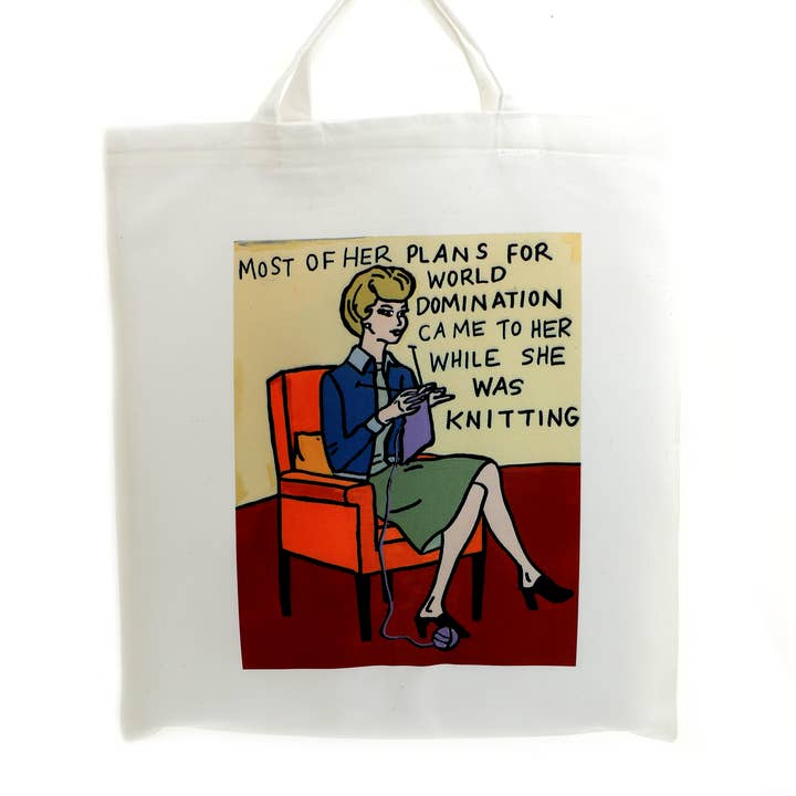 Lenny Mud - Wholesale Tote Bag - Women's - World Domination While Knitting Tote Bag1