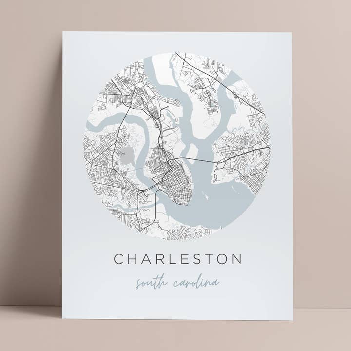 Kaartposter van Charleston, South Carolina voor wholesale door Backstory Map Co.