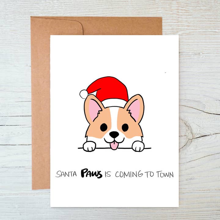 cheekymariePaperCo. – Großhandel Weihnachtskarte – Santa Paws kommt in die Stadt | Festtagskarte | Weihnachtskarte
