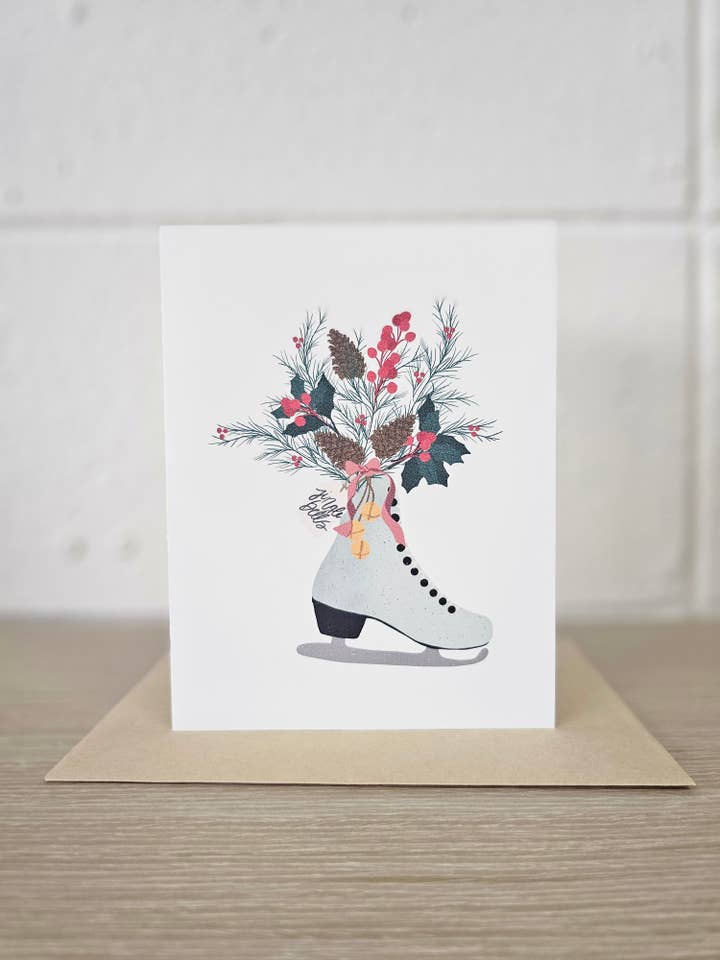 Ice Skate Bouquet Greeting Card for wholesale by Covered With Art