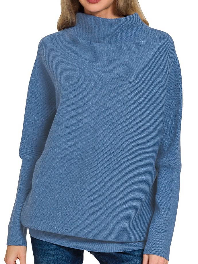 Viskose Dolman ærmet mock-hals-trøje for engroshandel hos Vanilla Monkey