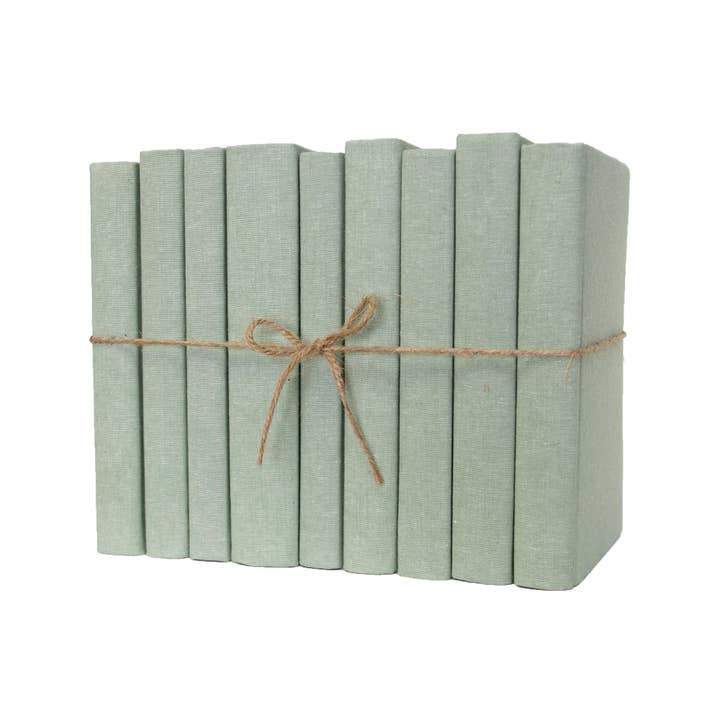Decorative Green Book Bundle - Sage Linen Wrapped for wholesale by Booth & Williams