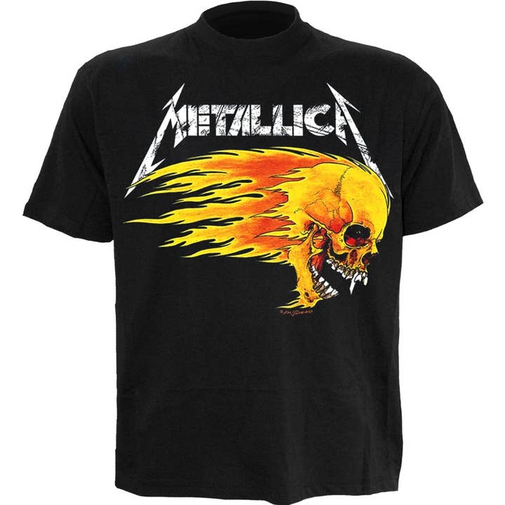 METALLICA - FLAMMENDER SCHÄDEL TOUR 94 - T-SHIRT - T-Shirt Schwarz für den Großhandel von Spiral