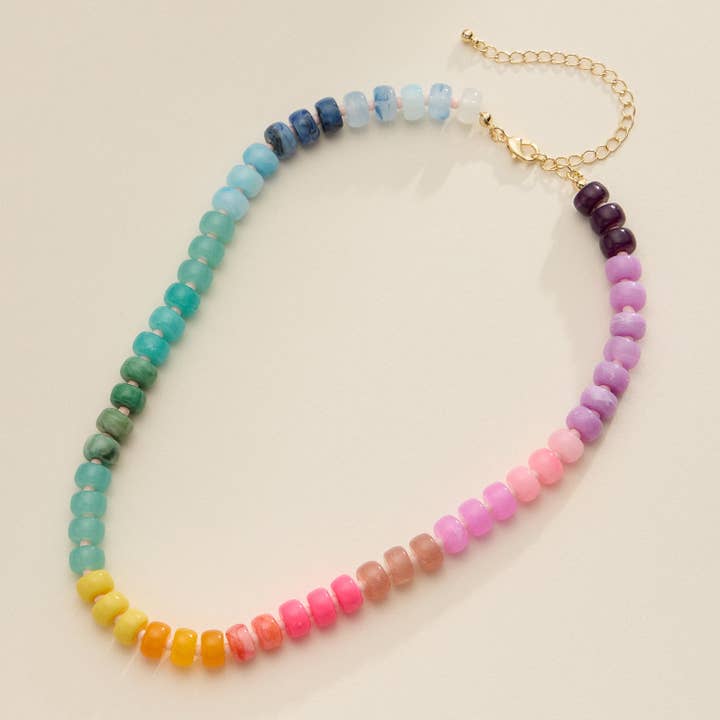Frem - Wholesale Beaded/Pearl Necklace - Colorful Beaded Necklace with Gold Clasp Trendy Statement Jewelry