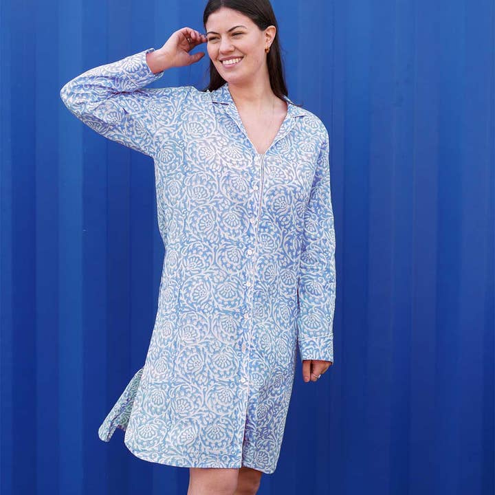 Divya Blockprint Night Shirt for wholesale by FARO