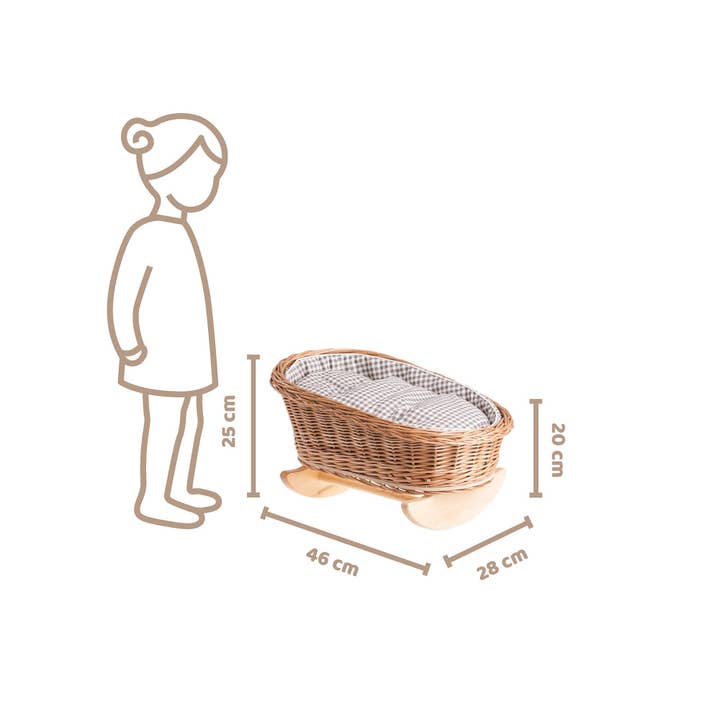 The Wicker Stories - Wholesale Doll Accessory Kit - Kids - Swing Bed For Doll, Wicker Doll Cradle4