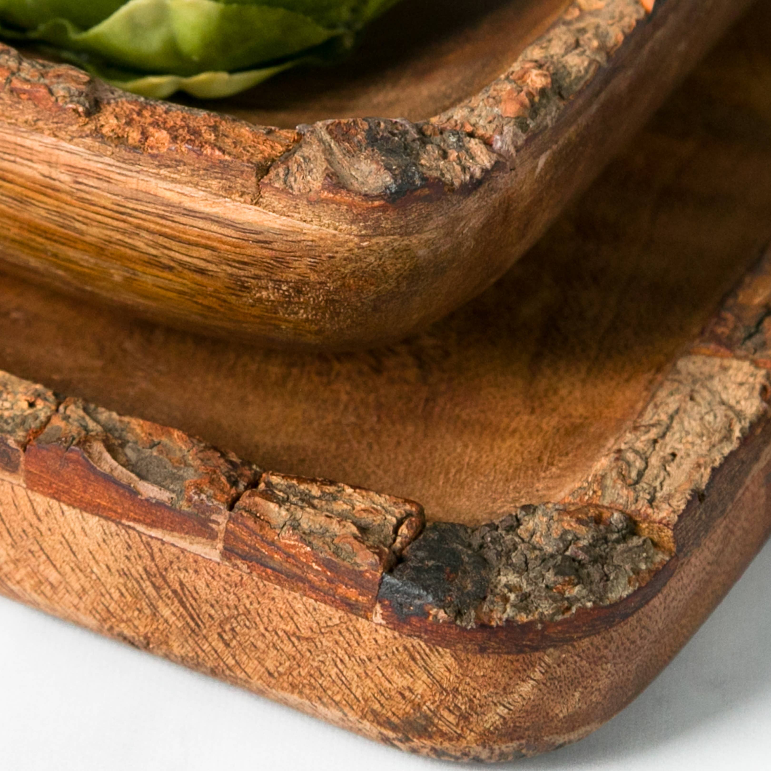 Valor Home Goods - Wholesale Decorative Plate/Dish/Bowl - Food-Safe Rustic Wood Bark Small Serving Square Bowl 8