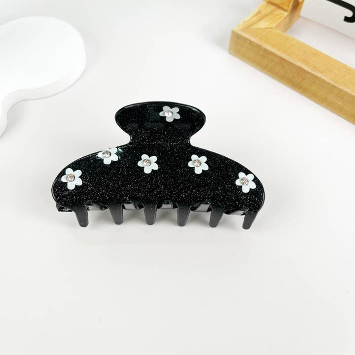 mildstyles - Wholesale Hair Clip - Women's - Half Moon Diamond Florals Hair Claw Clip