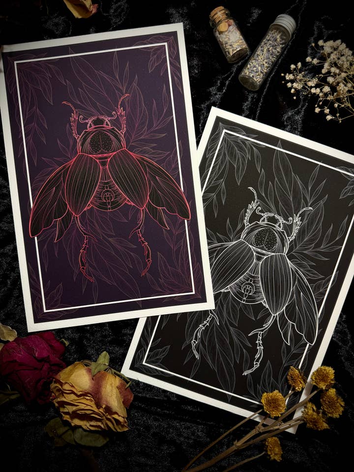 Love Beetle - Dung Beetle Art Print for wholesale by Strat Lacy Art